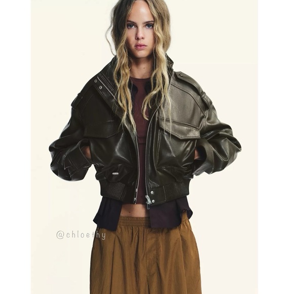 Zara FAUX LEATHER CROPPED JACKET - Picture 4 of 11